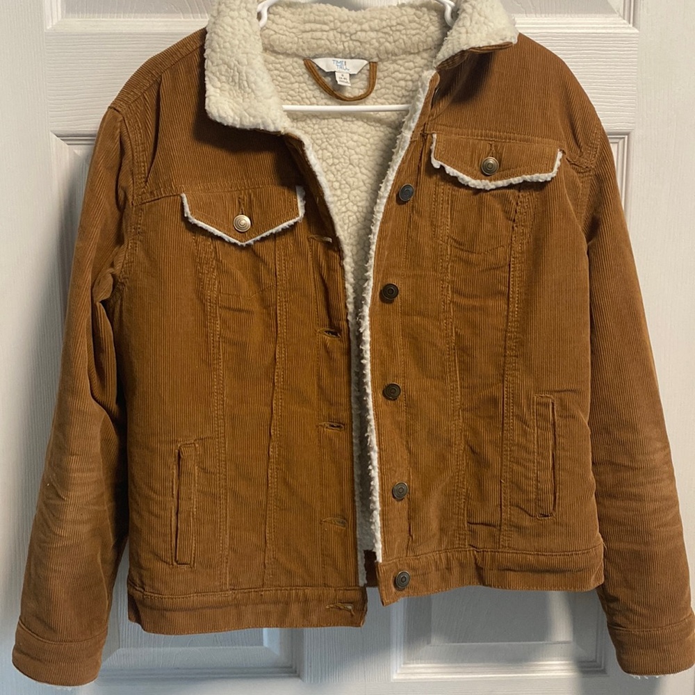 time and tru faux fur corduroy jacket